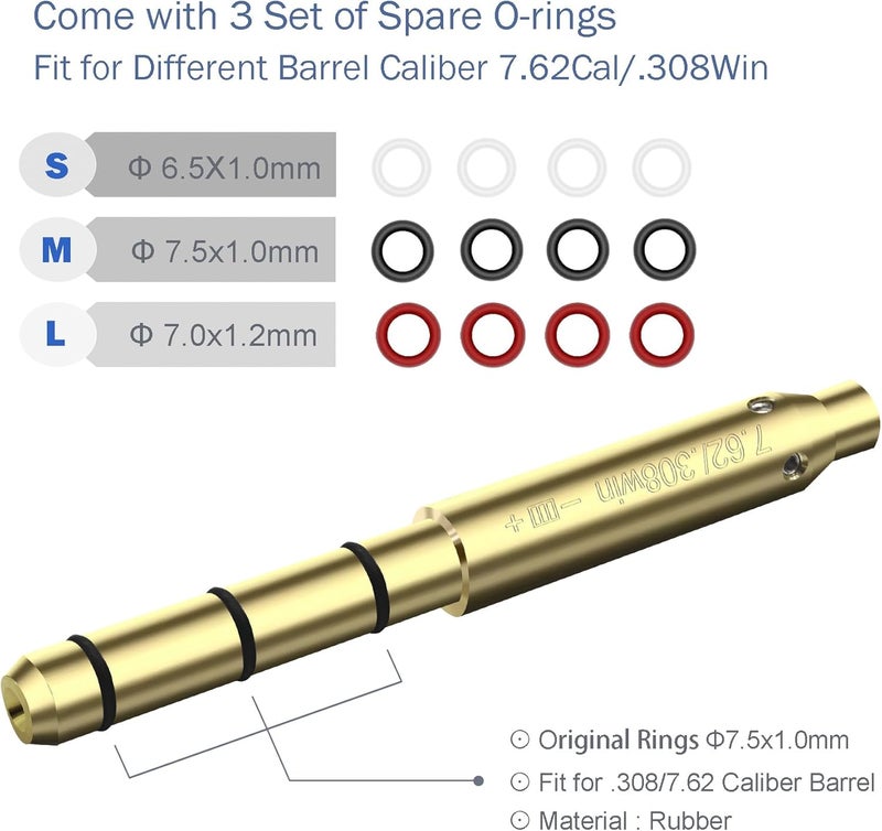 MOSANDON Red Laser Boresighter for .22LR/9mm/.38spl/.308/.45ACP Cal,End Barrel Laser Bore Sight, Laser Barrel Sight More Easy to Fit and Accurately for Pistols Rifle Air Guns for Hunting - Image 3